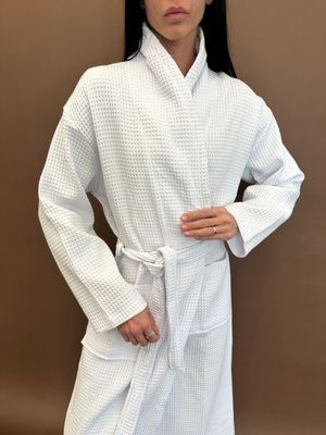 Вафельний халат-кімоно L&ndash;2XL, білий HBF-L-2XL фото