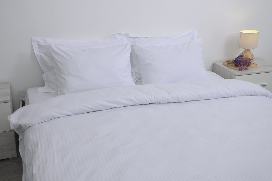 Комплект постільної білизни Luxhome, страйп-сатин Premium, білий, 50x70 KPB-A1,5-ST-Prime305(1x1)4pil 50x70 фото